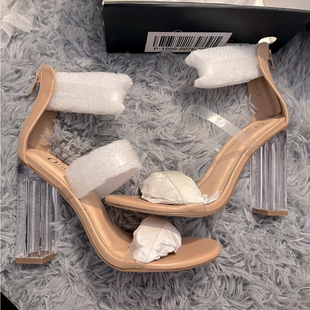 Clear straps high heels size 8